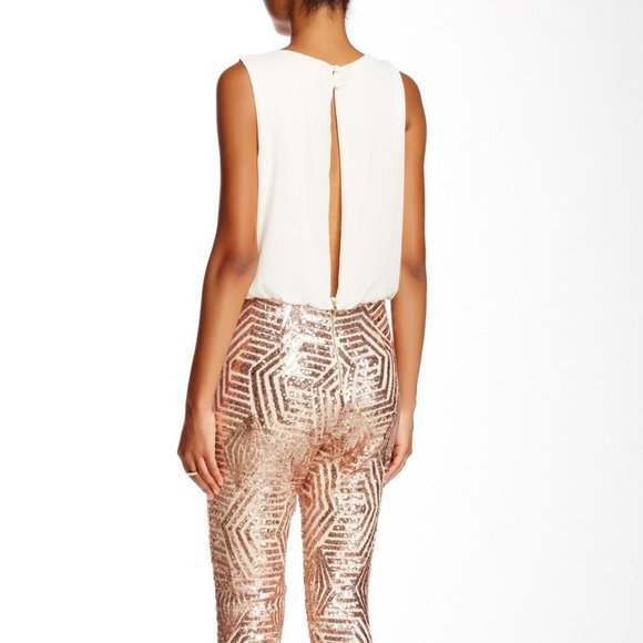 Nordstrom Soieblu Sequin Pant Draped Chiffon Jumpsuit - Picture 13 of 14